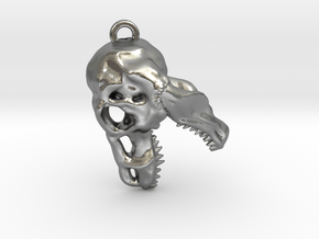 T-Rex Skull Keychain/Pendant in Natural Silver