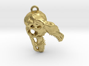 T-Rex Skull Keychain/Pendant in Natural Brass