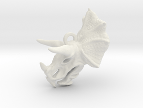 Triceratops Skull Keychain in White Natural Versatile Plastic