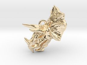 Triceratops Skull Keychain in 14k Gold Plated Brass
