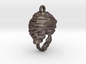 Mummy Skull Keychain/Pendant in Polished Bronzed-Silver Steel