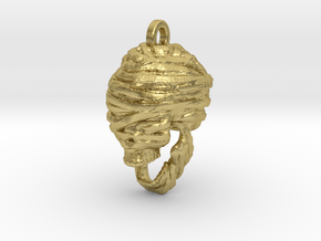 Mummy Skull Keychain/Pendant in Natural Brass