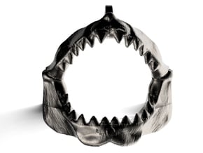 Great White Shark Jaw Keychain/Pendant in Polished Nickel Steel