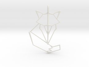 Woodland Animal Minimal Geometric Fox Necklace Pen in White Natural Versatile Plastic: Small
