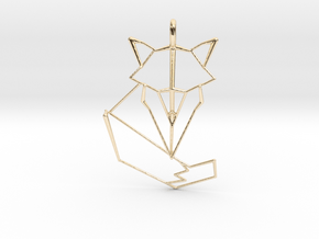 Woodland Animal Minimal Geometric Fox Necklace Pen in 14K Yellow Gold: Small
