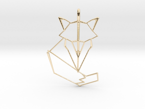 Woodland Animal Minimal Geometric Fox Necklace Pen in 14k Gold Plated Brass: Large