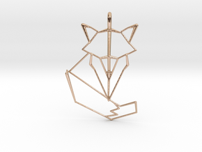Woodland Animal Minimal Geometric Fox Necklace Pen in 14k Rose Gold Plated Brass: Medium