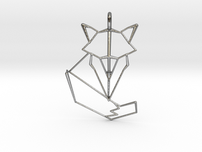 Woodland Animal Minimal Geometric Fox Necklace Pen in Polished Silver: Small