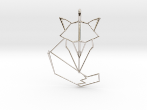 Woodland Animal Minimal Geometric Fox Necklace Pen in Platinum: Small
