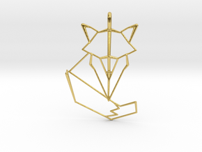 Woodland Animal Minimal Geometric Fox Necklace Pen in Polished Brass: Small