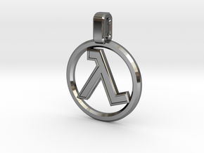 Half-Life - Lambda Pendant in Fine Detail Polished Silver