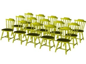 1/48 scale wooden chairs set A x 15 in Clear Ultra Fine Detail Plastic