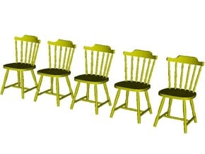 1/48 scale wooden chairs set A x 5 in Clear Ultra Fine Detail Plastic