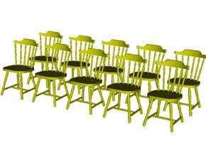1/48 scale wooden chairs set A x 10 in Clear Ultra Fine Detail Plastic