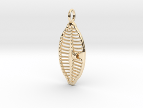 Planothidium Diatom pendant - Science Jewelry in 14k Gold Plated Brass
