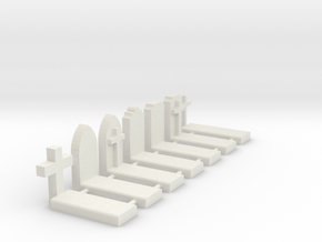 N Scale Cemetery Graves Graveyard 1:160 in White Natural Versatile Plastic
