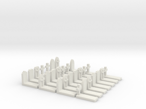 O Scale Cemetery Graves Graveyard (L) 1:43 in White Natural Versatile Plastic