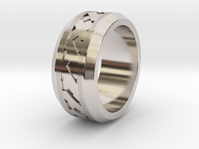 Men's X-Band Ring (Ridged) in Rhodium Plated Brass