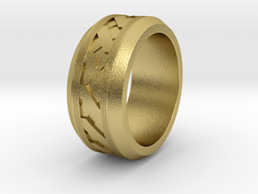 Men's X-Band Ring (Ridged) in Natural Brass