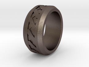 Men's X-Band Ring (Smooth) in Polished Bronzed-Silver Steel