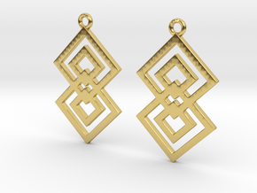 Squares earrings in Polished Brass