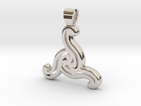 Openwork double triskell [pendant] in Rhodium Plated Brass