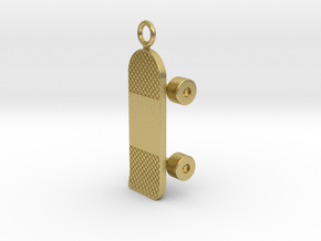 Skateboard Charm (Pendant) in Natural Brass