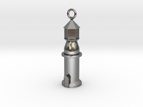 Lighthouse Charm (Pendant) in Polished Silver
