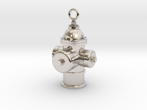 Fire Hydrant Charm (Pendant) in Rhodium Plated Brass