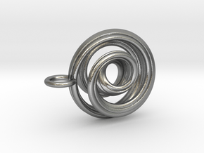 Single Strand Spiral Mobius Pendant in Natural Silver