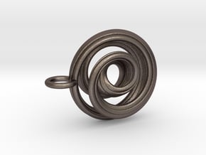 Single Strand Spiral Mobius Pendant in Polished Bronzed Silver Steel