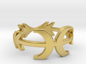 Minimalist Arrow Astrology Pisces zodiac ring in Polished Brass: 5 / 49