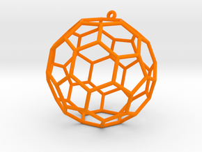 fullerene bauble ornament in Orange Processed Versatile Plastic