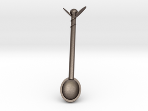 Flower spoon in Polished Bronzed-Silver Steel