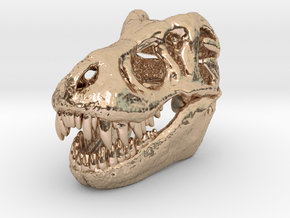 T-Rex Skull 30mm Pendant - Keychain in 14k Rose Gold