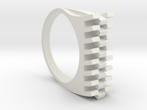 Tri-Fold Edge Ring - US Ring Size 07 in White Natural Versatile Plastic