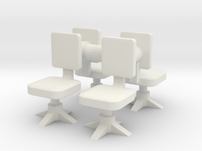 Office chair (x4) 1/72 in White Natural Versatile Plastic