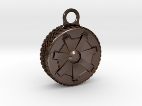 Cybertruck Wheel Key Chain in Polished Bronze Steel