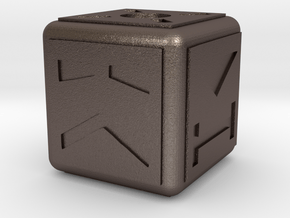 Cubebot Gaming Die in Polished Bronzed-Silver Steel