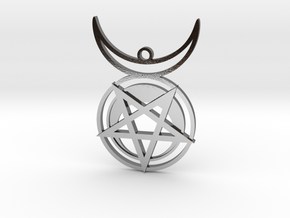 HORNED SUN WITCH Pendant in Polished Silver