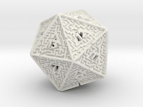 20 Sided Maze Die V2 in White Natural Versatile Plastic