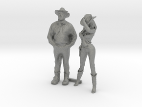 S Scale Cowboy and Cowgirl in Gray PA12