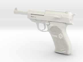 1/6 Scale Walthers P38 Pistol in White Natural Versatile Plastic