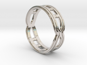 Women's (Helix) Band Ring in Rhodium Plated Brass