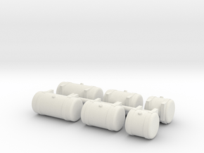 1/50th Builders Pack of 6 truck fuel tanks in White Natural Versatile Plastic