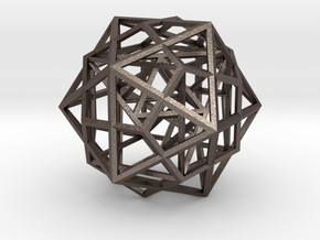 Nested Platonic Solids - Small in Polished Bronzed-Silver Steel