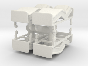 Hospital Bed (x4) 1/87 in White Natural Versatile Plastic