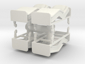 Hospital Bed (x4) 1/76 in White Natural Versatile Plastic