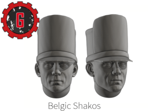 28mm heroic scale Belgic Shakos (50 heads) in Tan Fine Detail Plastic: Small