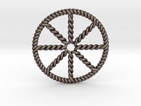 Twisted Dharma Wheel in Polished Bronzed-Silver Steel